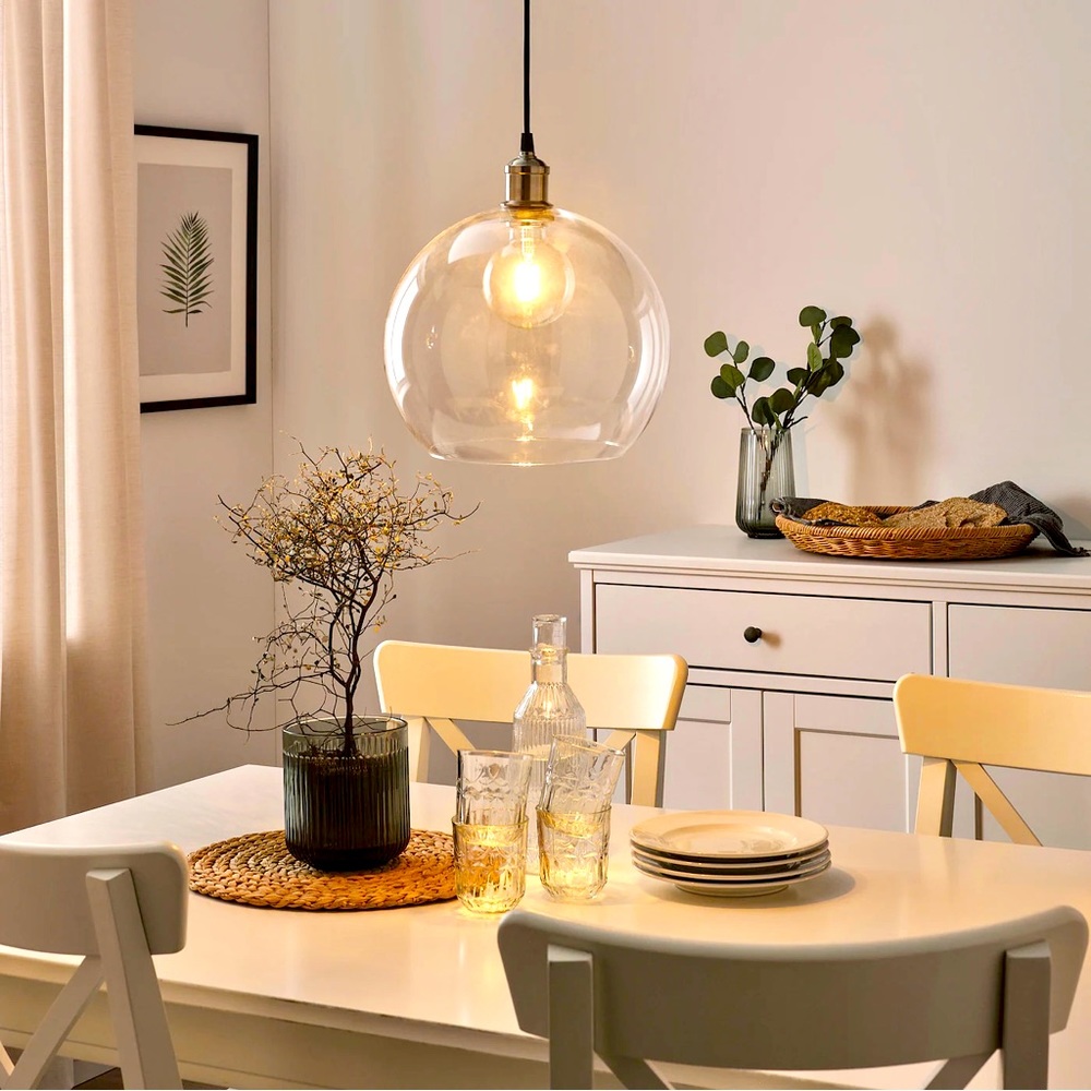 IKEA Lunnom LED Bulb E26 400 Lumen Globe 5x5" WARM Brown Clear Glass NWT